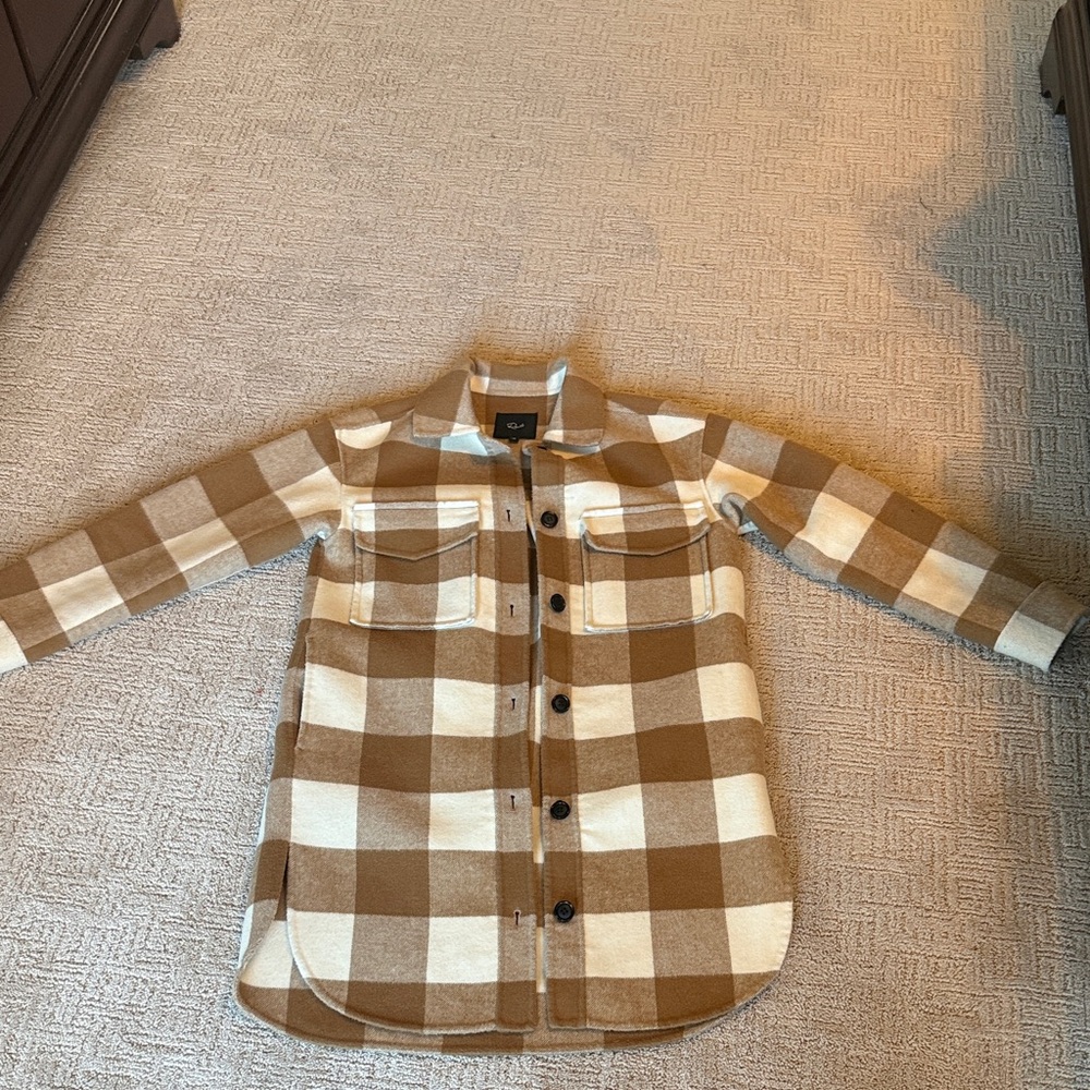 Rails Plaid Wool Coat in Brown and Cream